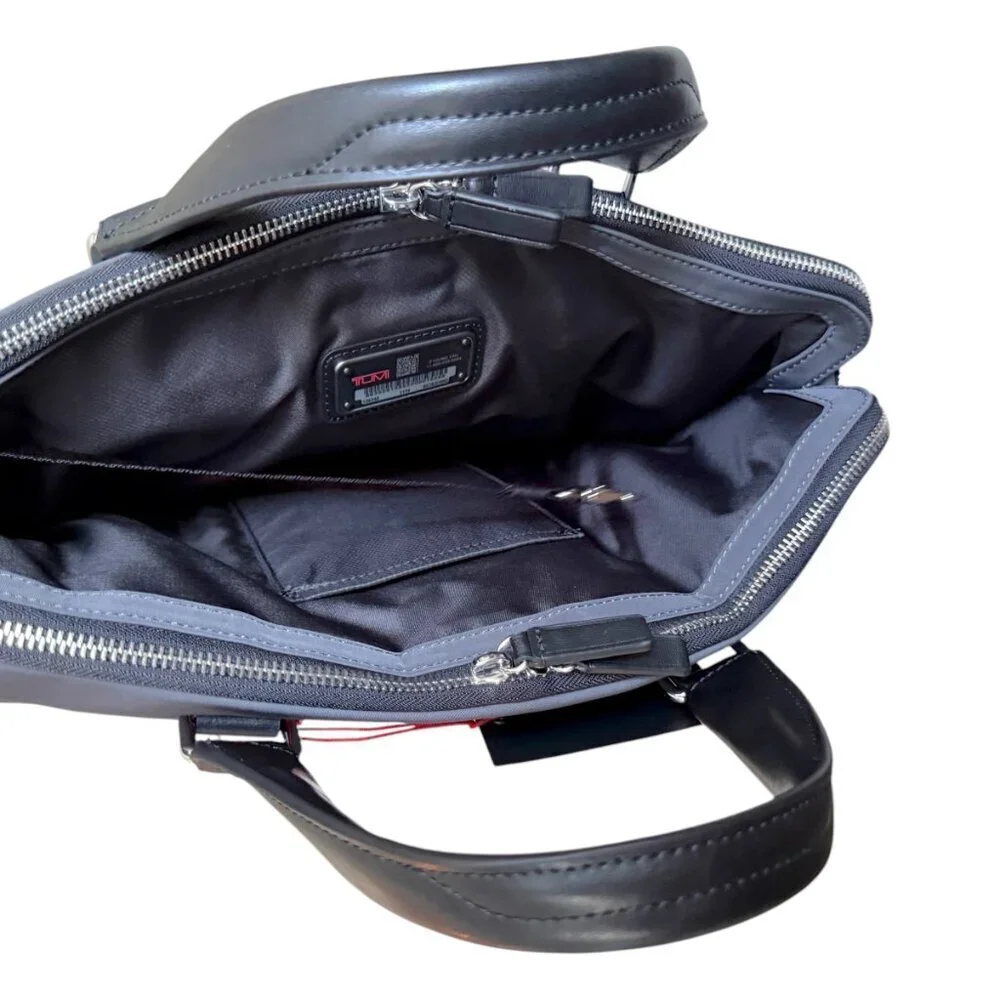 Tumi Thornbury Grey Nylon & Leather Triple compartment‎ Briefcase Bag 136350